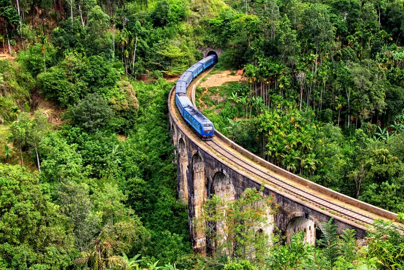 Train sur le pont aux neuf arches d’Ella, dans la jungle